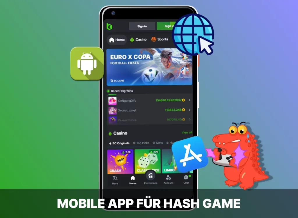 Mobile App für Hash Game